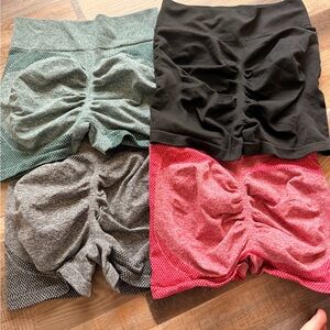 Set of 4 Ruched Workout Shorts